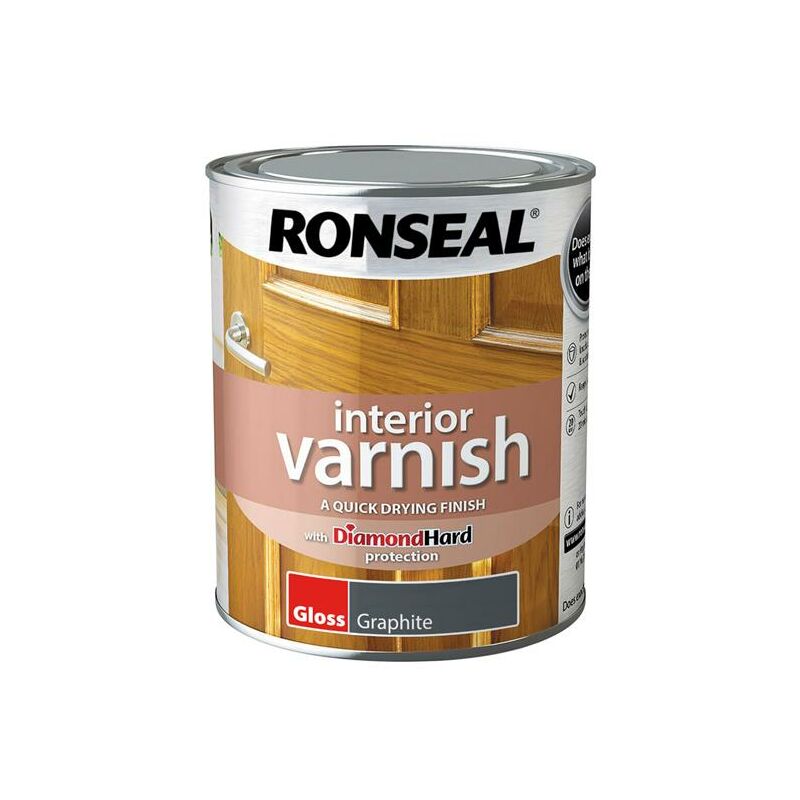 39424 Interior Varnish Quick Dry Gloss Graphite 750ml RSLIVGGR750 - Ronseal