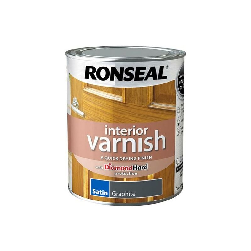 39422 Interior Varnish Quick Dry Satin Graphite 750ml RSLIVSGR750 - Ronseal