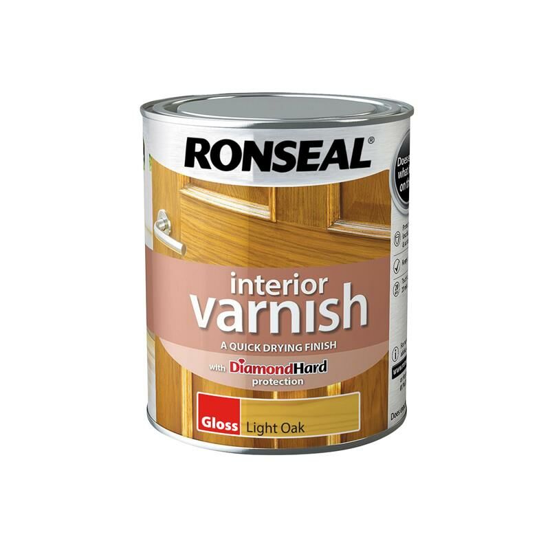 39431 Interior Varnish Quick Dry Gloss Light Oak Gloss 750ml RSLIVGLO750 - Ronseal