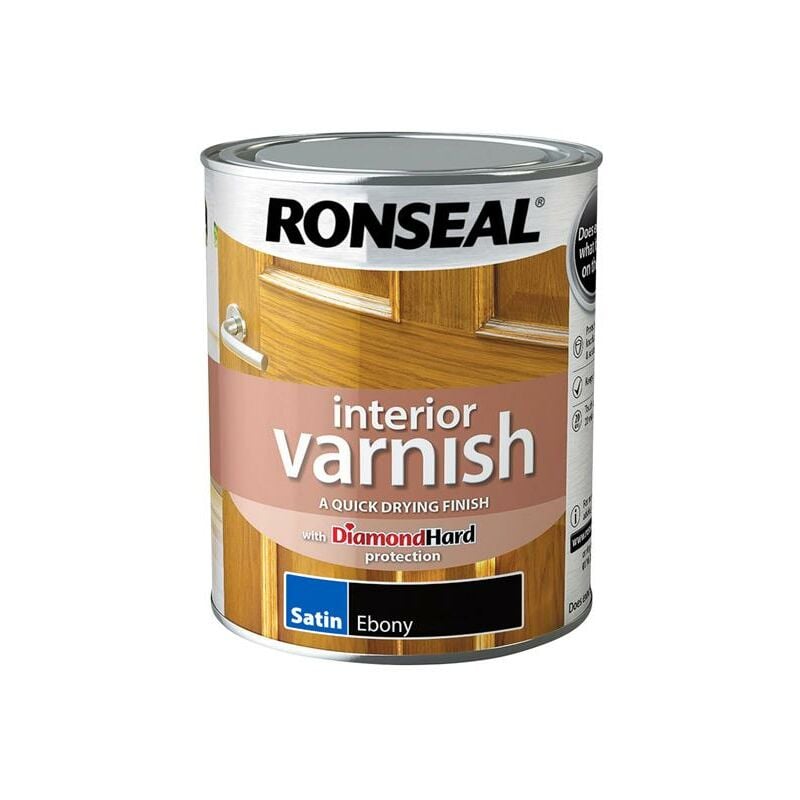 39432 Interior Varnish Quick Dry Satin Ebony 750ml RSLIVSEB750 - Ronseal