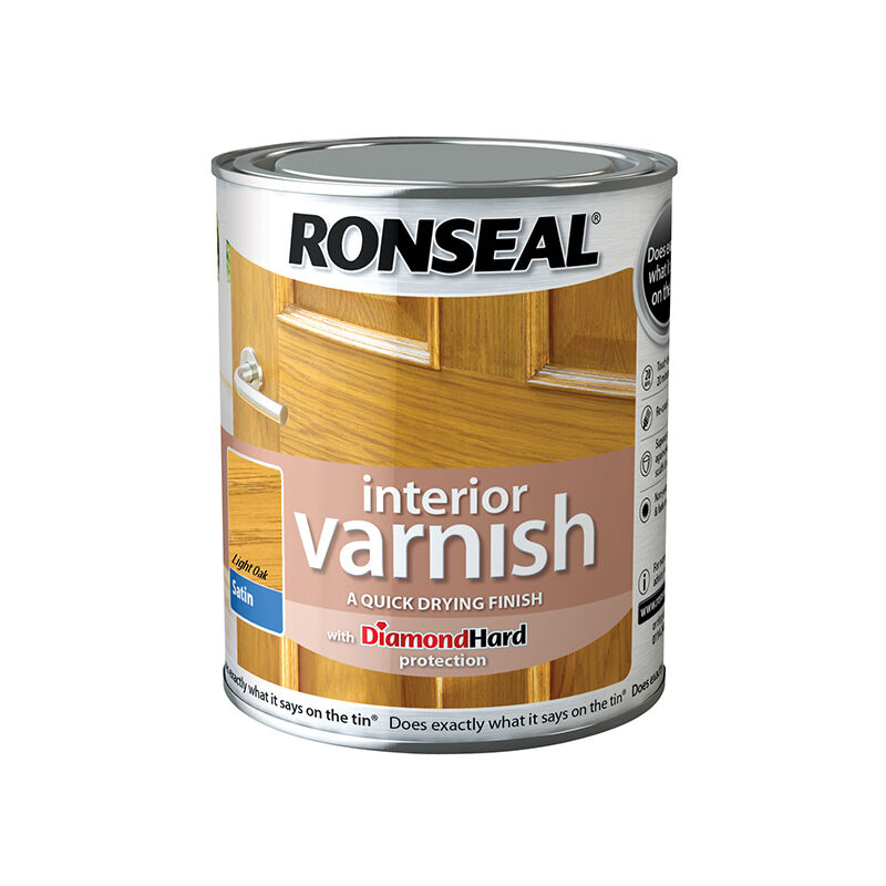 Ronseal - 36821 Interior Varnish Quick Dry Satin Light Oak 250ml RSLIVSLO250