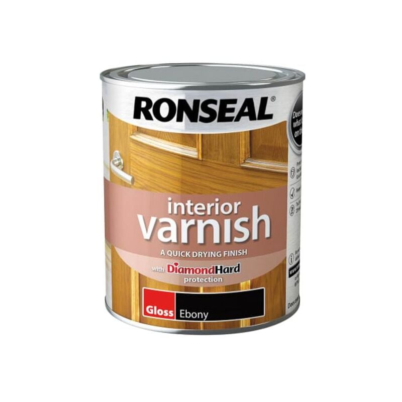 Ronseal - 39420 Interior Varnish Quick Dry Gloss Ebony 750ml RSLIVGEB750