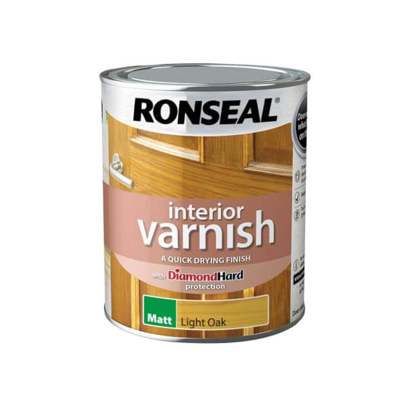 Ronseal - 39429 Interior Varnish Quick Dry Matt Light Oak 750ml RSLIVMLO750