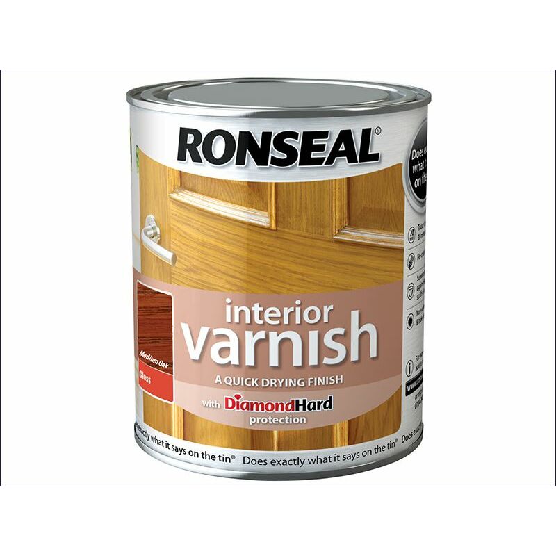 Ronseal - Interior Varnish Quick Dry Gloss Medium Oak 750ml RSLINGMO750