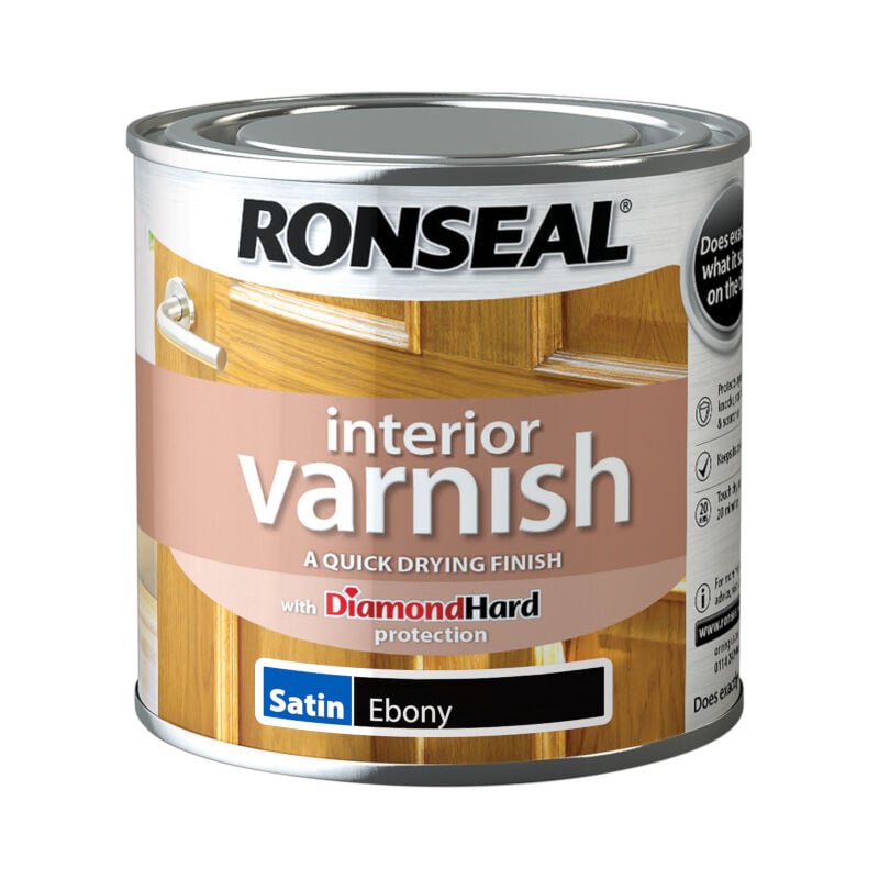 Ronseal - Interior Wood Varnish - Ebony - Satin - 250ml - Ebony