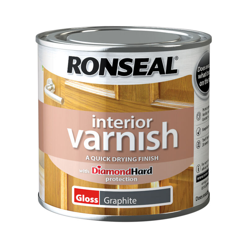 Ronseal - Interior Wood Varnish - Graphite - Gloss - 250ml - Graphite