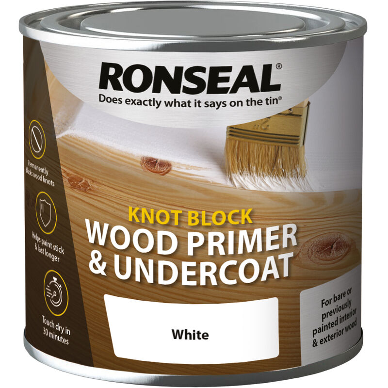 Knot Block Wood Primer and Undercoat - White - 250ml - Ronseal