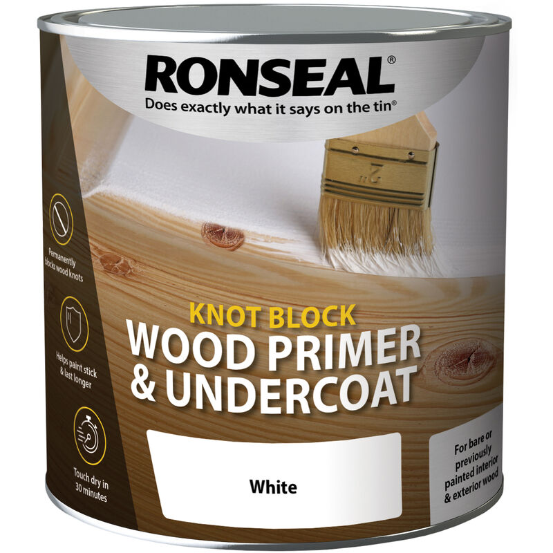 Ronseal Knot Block Wood Primer and Undercoat - White - 2.5 Litre