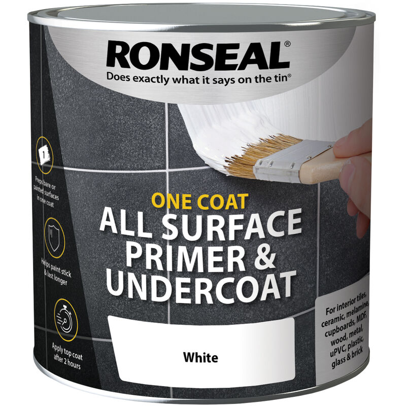 One Coat All Surface Primer and Undercoat - White - 2.5 Litre - White - Ronseal