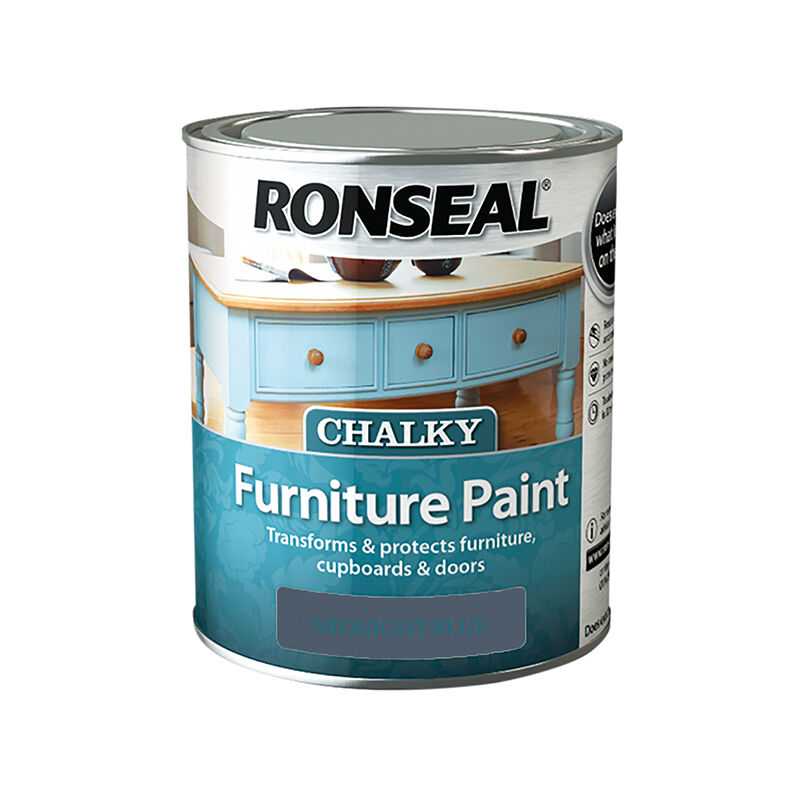 Ronseal 37488 Chalky Furniture Paint Midnight Blue 750ml RSLCFPMB750