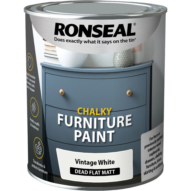 Ronseal - 37482 Chalky Furniture Paint Vintage White 750ml RSLCFPVW750