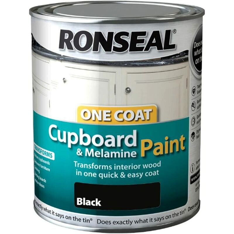One Coat Cupboard Paint - 750ml - Black Gloss - Ronseal