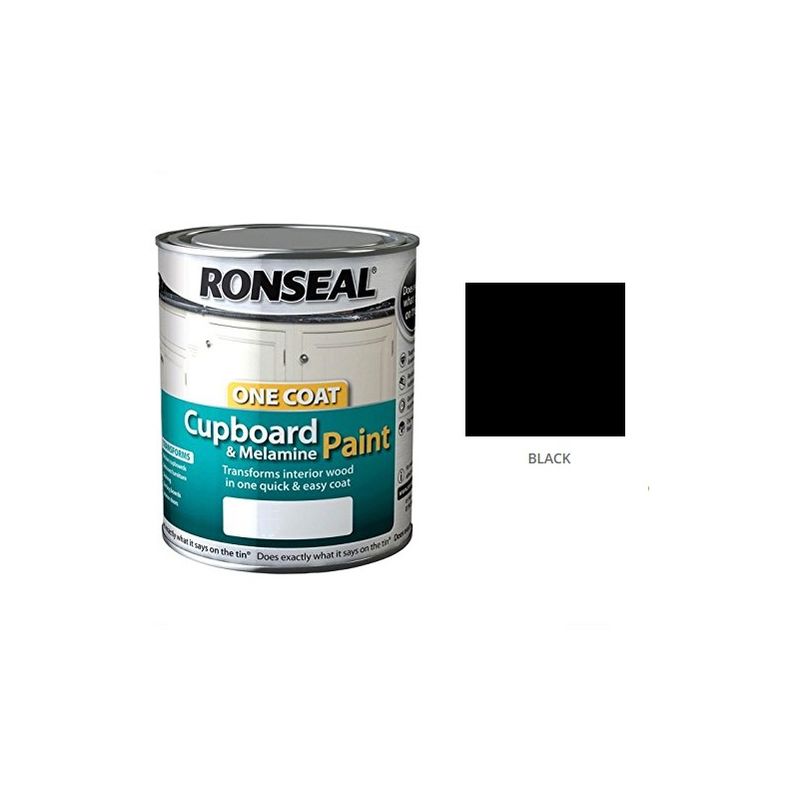 One Coat Cupboard Melamine and MDF Paint - 750ml - Black Satin - Ronseal