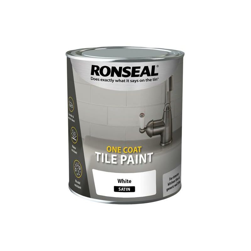 One Coat Tile Paint White Satin 750ml RSLOCTPWS750 - Ronseal