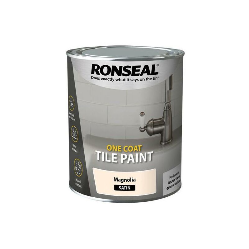 Ronseal - One Coat Tile Paint Magnolia Satin 750ml - RSLOCTPMS750