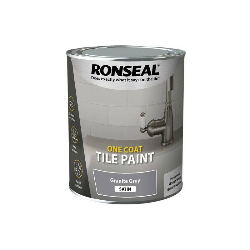 Ronseal - One Coat Tile Paint Granite Grey Satin 750ml - RSLOCTPGS750