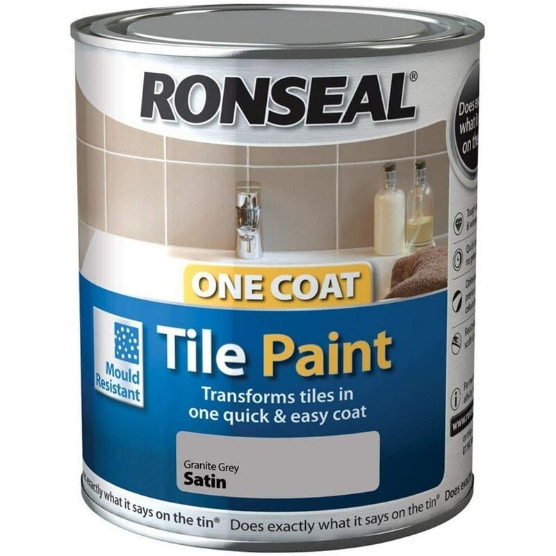 One Coat Tile Paint Granite Grey 750ml - Ronseal