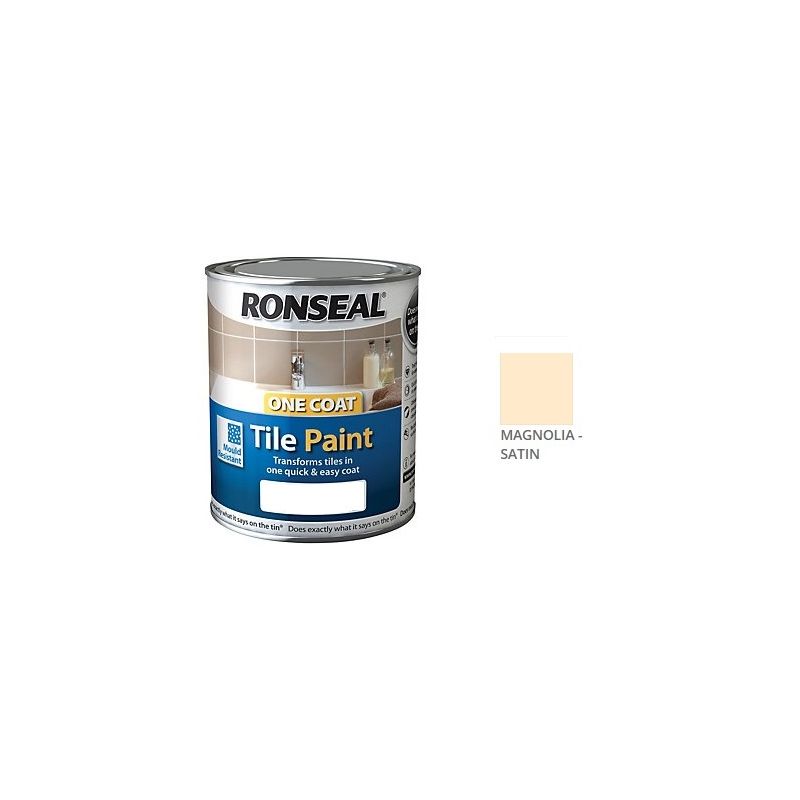 One Coat Tile Paint - 750ml - Satin - Magnolia - Ronseal