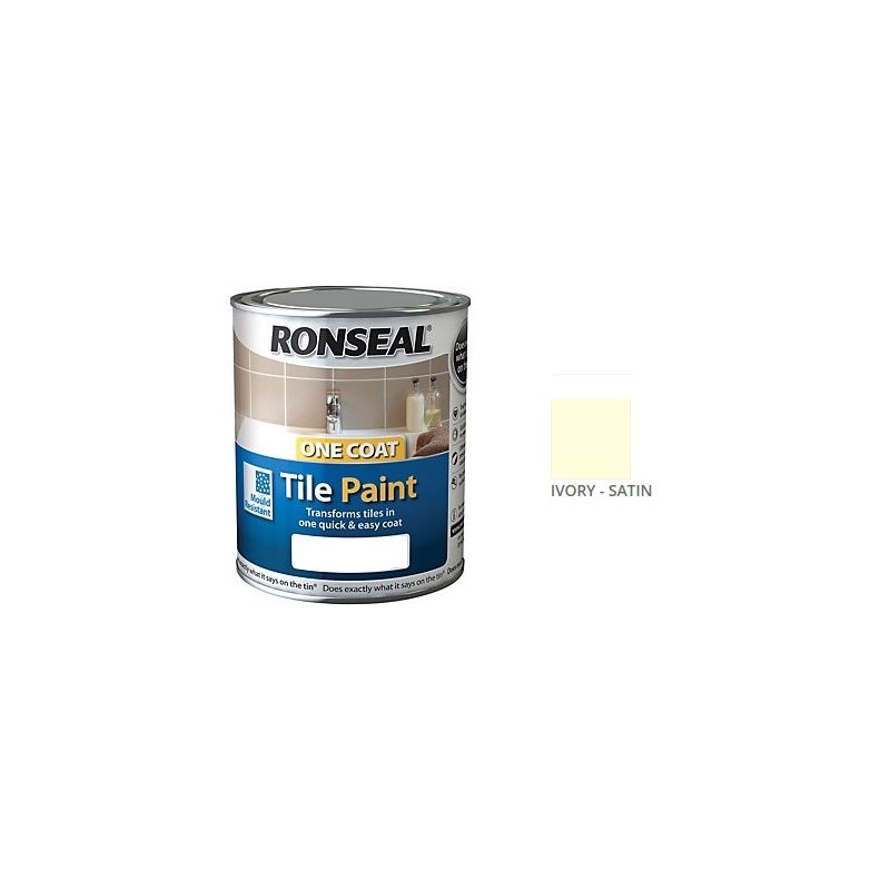 One Coat Tile Paint - 750ml - Satin - Ivory - Ronseal