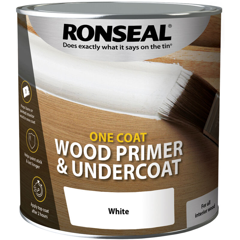 One Coat Wood Primer and Undercoat - White - 2.5 Litre - White - Ronseal