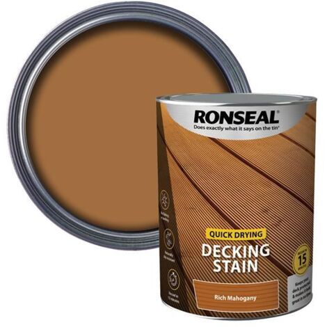 Ronseal Quick Drying Decking Stain - 5L - Rich Mahogany