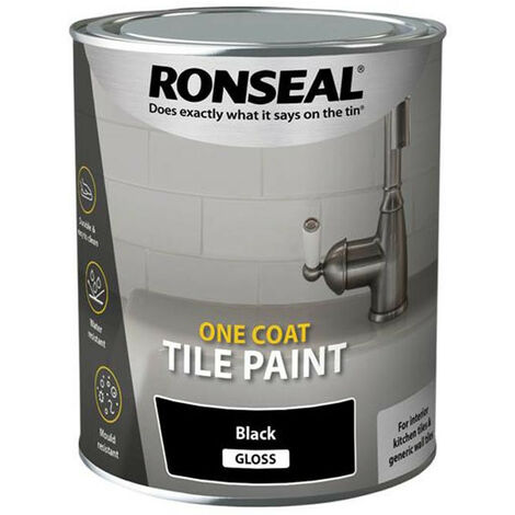 Ronseal RSLOCTPBG750 One Coat Tile Paint Black Gloss 750ml