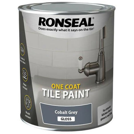 Ronseal RSLOCTPGG750 One Coat Tile Paint Cobalt Grey Gloss 750ml