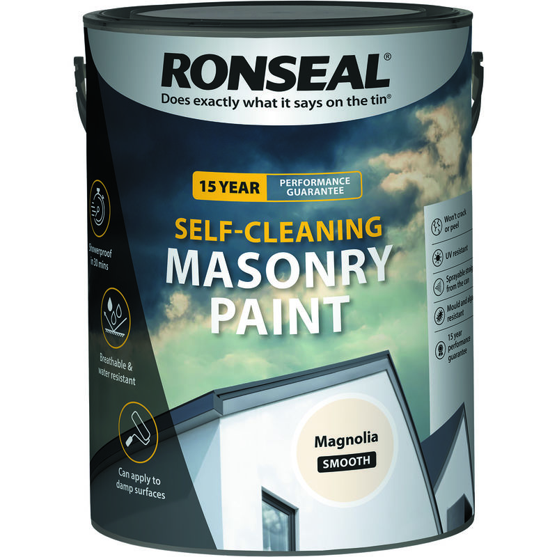Ronseal - Self-cleaning Masonry Paint - Magnolia - 5l