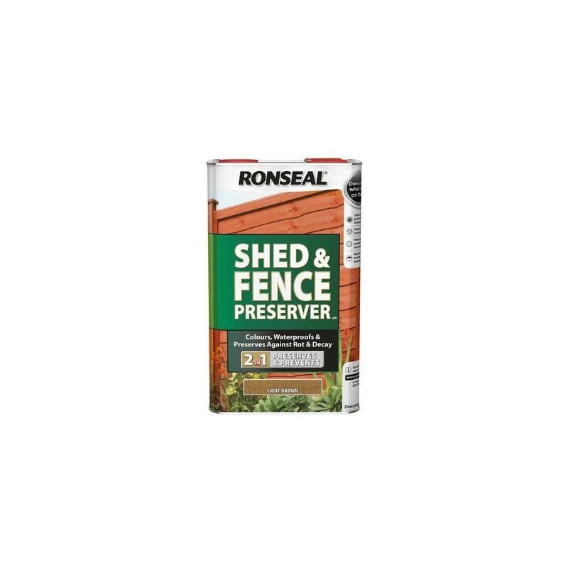 Ronseal 37649 Shed &amp; Fence Preserver Light Brown 5 Litre 