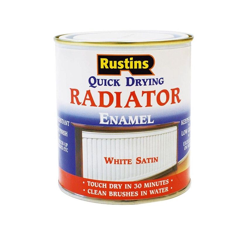 Rustins - Quick Dry Radiator Enamel Paint Satin White 250ml - White