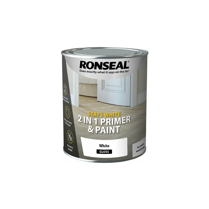 Stays White 2-in-1 Primer & Paint Gloss 750ml - Ronseal
