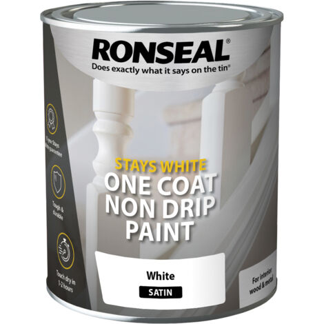 Ronseal Stay White one coat satin paint 750ml – Non drip formula – Guaranteed to stay white for 10 years – For exterior wood