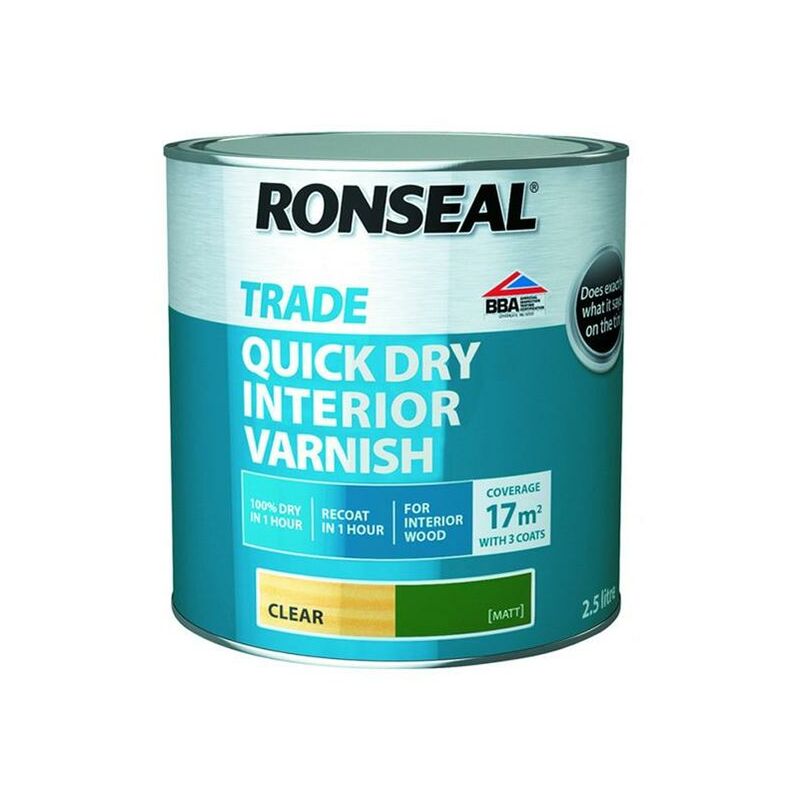 Trade Quick Dry Interior Varnish - Clear Matt - 2.5L - Ronseal