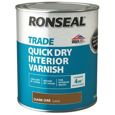Ronseal Trade Quick Dry Interior Varnish - Dark Oak - 750ml