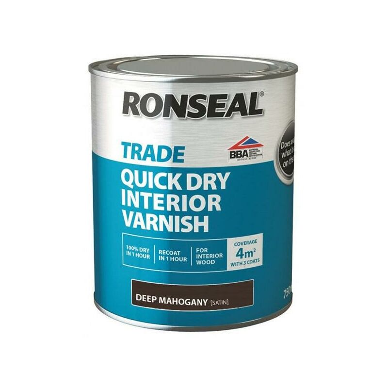 Trade Quick Dry Interior Varnish- Deep Mahogany - 750ml - Ronseal