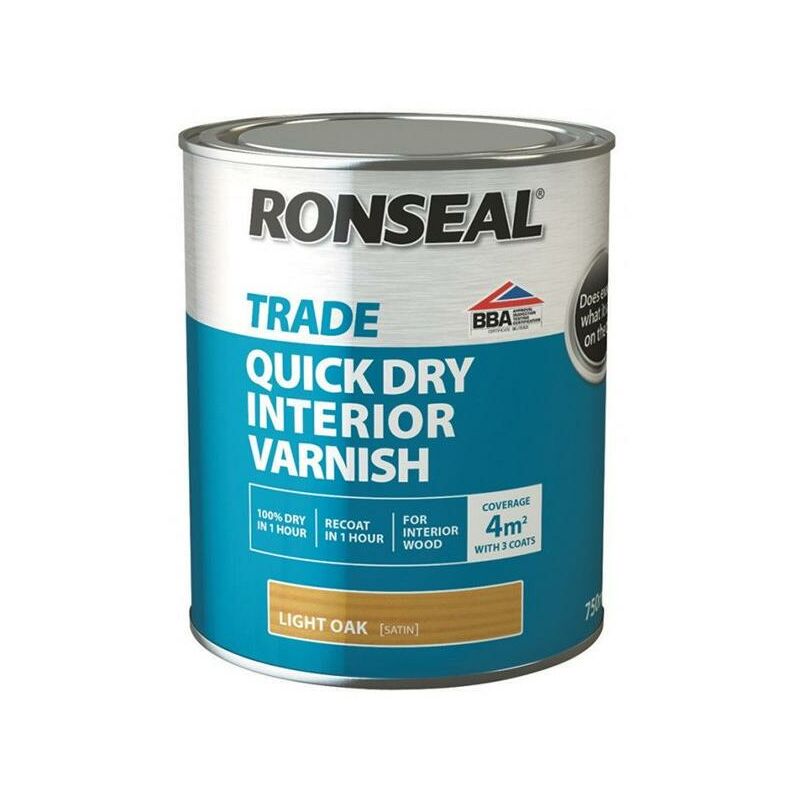 Trade Quick Dry Interior Varnish - Light Oak - 750ml - Ronseal