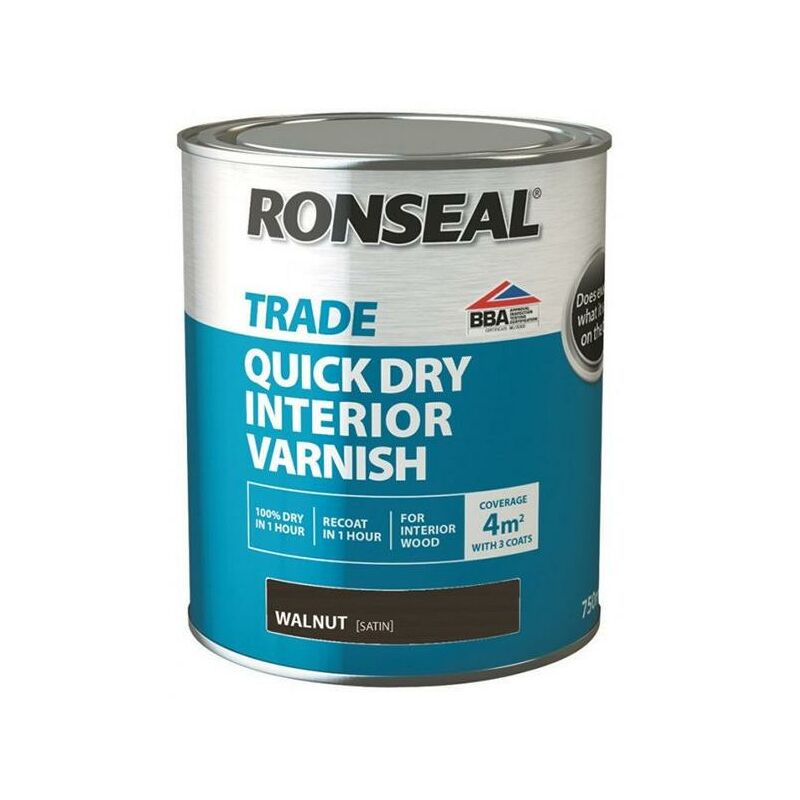Trade Quick Dry Interior Varnish - Walnut - 750ml - Ronseal