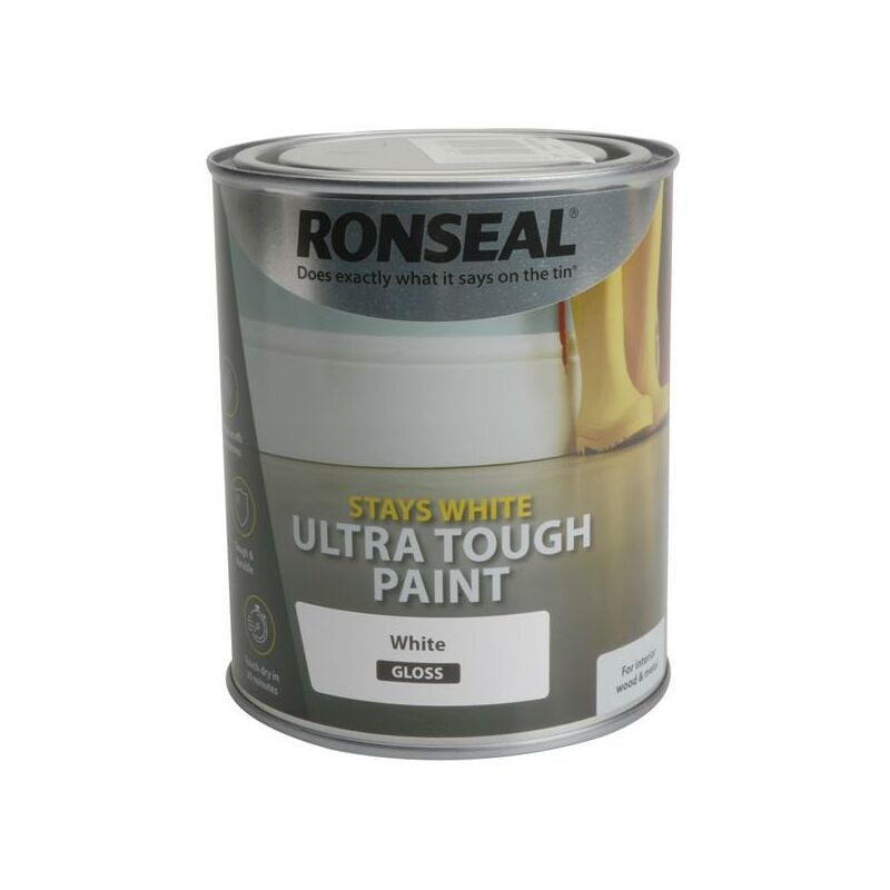 Ronseal - 37522 Stays White Ultra Tough Paint Gloss White 750ml RSLSWUTGP750