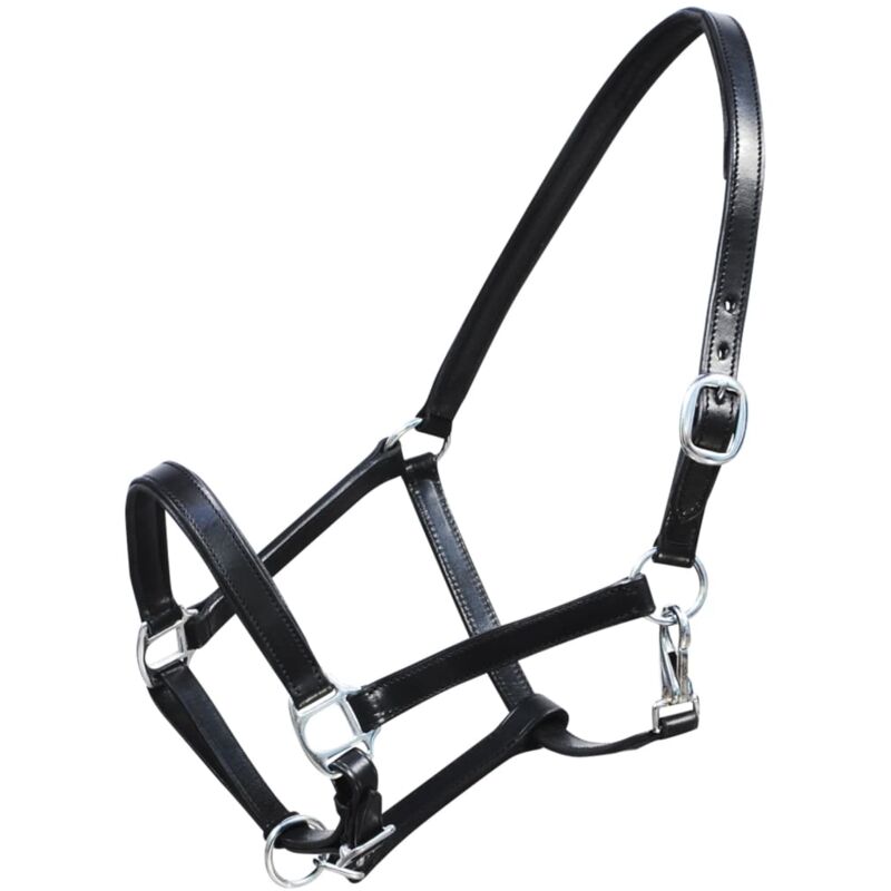 

Ronzal Cabestro de Cuero Tipo Ajustable Negro Poni - Negro - Vidaxl