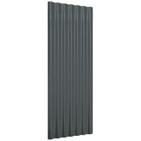 Roof Panels 12 pcs Powder-coated Steel Anthracite 100x36 cm vidaXL