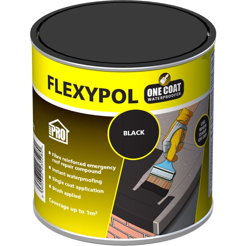 RoofPro Flexypol One Coat Roof Sealer (Black) 1L