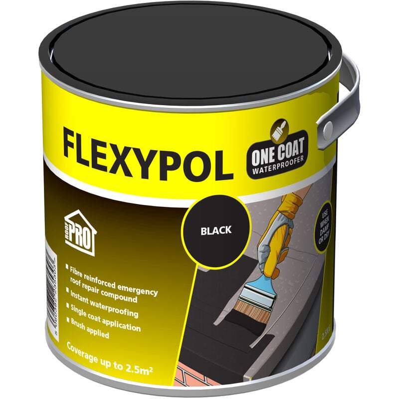 RoofPro Flexypol One Coat Roof Sealer (Black) 2.5L