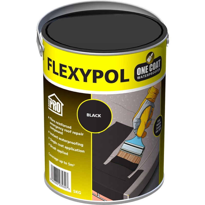 RoofPro Flexypol One Coat Roof Sealer (Black) 5L