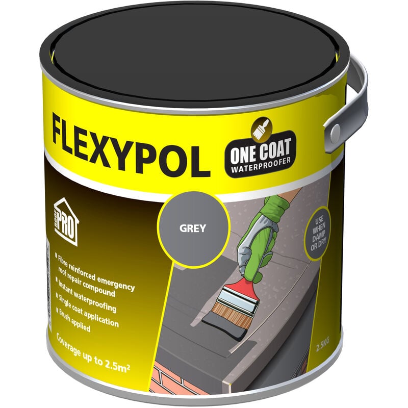 RoofPro Flexypol One Coat Roof Sealer (Grey) 2.5L