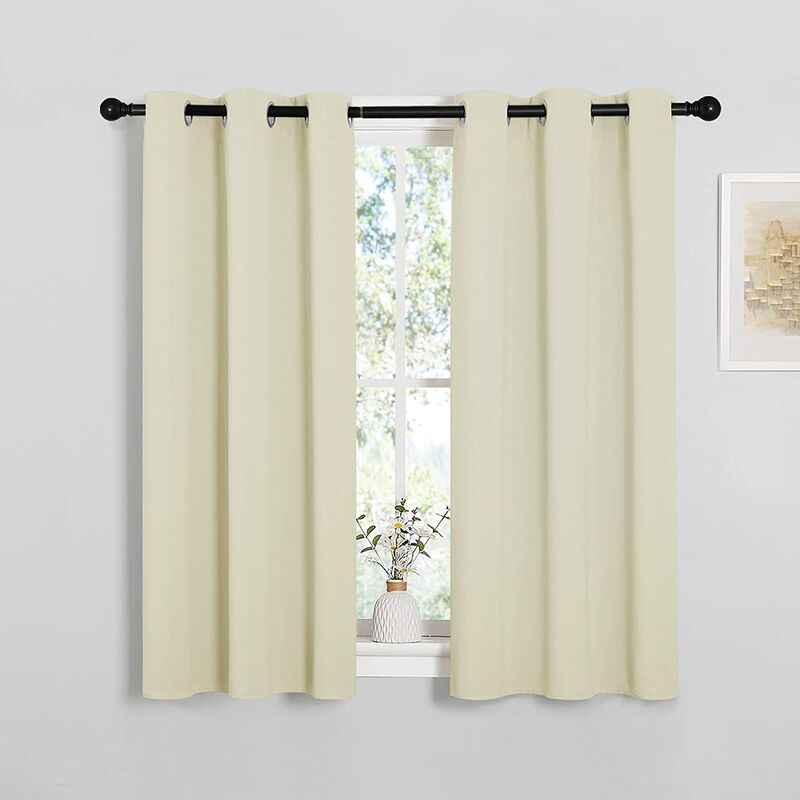 Room Darkening Curtain Panels for Cafe, Thermal Insulated Grommet Top Room Darkening Draperies/Drapes for Window (Beige, 2 Panels, W34 x L45)