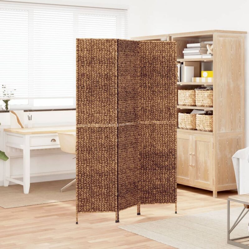Room Divider 3-panel Brown 122x180 Cm Water Hyacinth Vidaxl