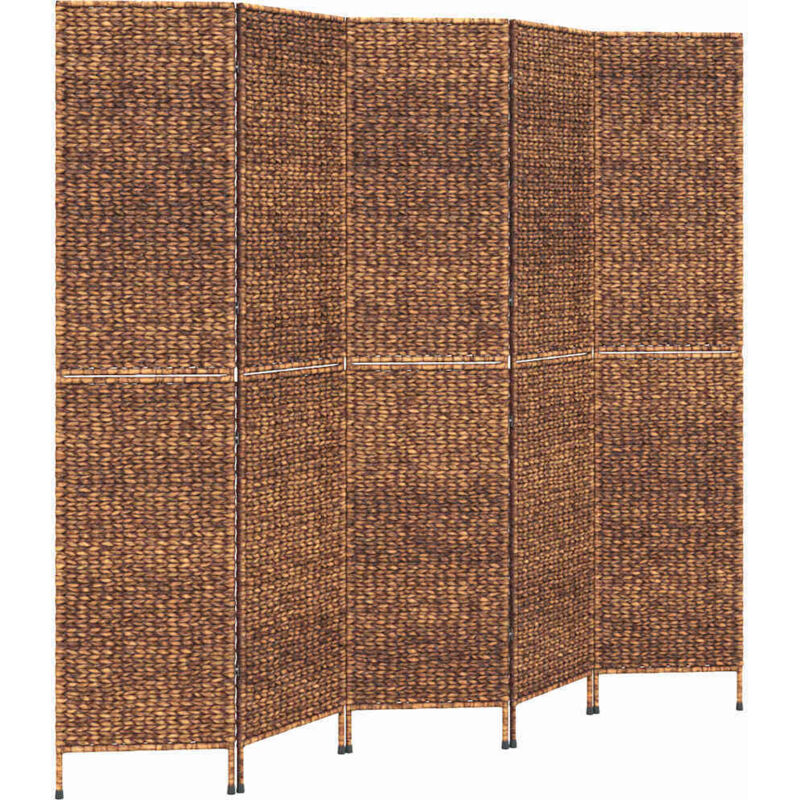 Room Divider 5-panel Brown 205x180 Cm Water Hyacinth Vidaxl