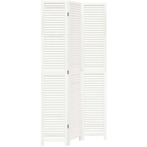 Room Divider 3 Panels White Solid Wood Paulownia vidaXL