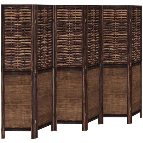 Room Divider 6 Panels Dark Brown Solid Wood Paulownia vidaXL