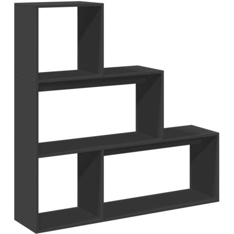 Room Divider Bookcase 3-Tier Black 123x29x123 cm Engineered Wood vidaXL